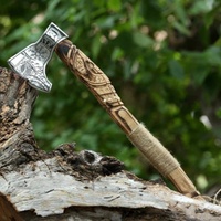 UA Supplies Factory Direct Handmade Odin Engraved Viking Norseman Bushcraft Bearded Tomahawks Bilah Baja Karbon Kayu Mawar