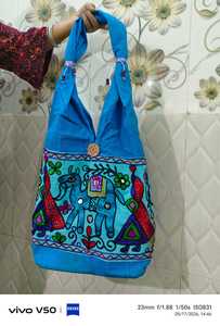 Handmade Embroidered <b>Patchwork</b> Tote <b>Bag</b> Vintage Boho Cotton Shoulder <b>Bag</b> Top Handle Handbag for Women Daily Use Gift - Product Image 4