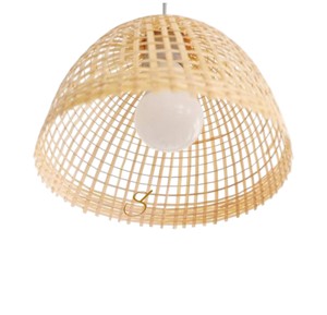 Open Grid Pattern Rattan Lampshade Woven Bamboo Pendant <b>Light</b> Shade High Quality Lattice <b>Wicker</b> <b>Ceiling</b> Hanging Lamp - Product Image 1