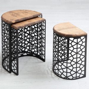 Modern Wood Top Metal Frame <b>Nesting</b> Coffee <b>Tables</b> for Living Room Furniture - Product Image 1