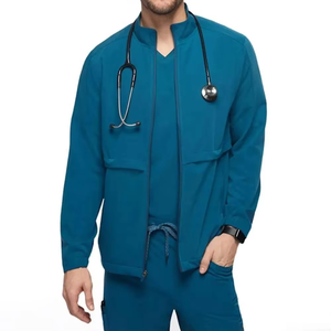Premium Men's Zippered Bomber-Style Scrub Hospital Uniform Athletic Fit Modern Full-Zip Performance Medical Scrub Uniform Jacket - Product Image 1