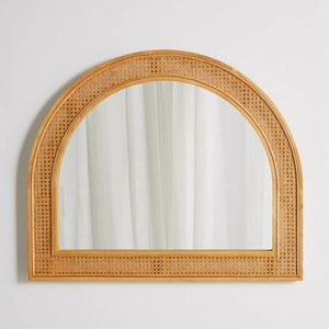 Semi circular rattan <b>framed</b> <b>mirror</b> for bathroom bedroom accents decorative wall hanging <b>mirrors</b> - Product Image 3