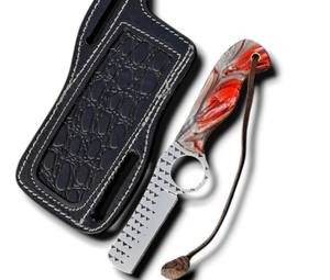 Cuchillos Multifuncionales de Alta Calidad Hechos a Mano, Profesionales, de Acero de Damasco, con Orificio para el Dedo, de 8 Pulgadas, Estilo Vaquero Occidental, para Cortar Cuernos de Toro - Product Image 1