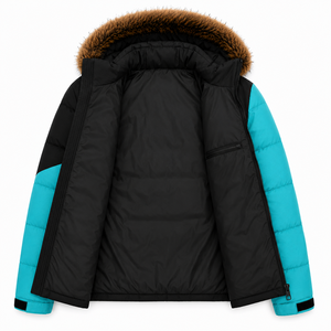 OEM <b>Mens</b> Hooded Puffer <b>Jacket</b> Thick Padded Ripstop Coat Custom Embroidery Water Repellent Outdoor Winter Wear - Product Image 5
