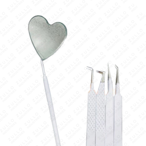 Premium 5 Piece Heart Shaped Stainless Steel Eyelash Tweezers Custom Logo & Powder Coated Finish for Extensions - Product Image 4