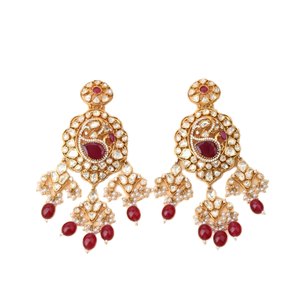 Boucles d'oreilles élégantes en pierre de Moissanite blanche et rouge ornées de paon envoûtant les plus vendues au prix minimal - Product Image 1