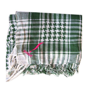 Tactical Shemagh Head <b>Scarf</b> in Houndstooth Print <b>Square</b> Keffiyeh Cotton Embroidered Logo for Summer Outdoor Desert Breathable - Product Image 3