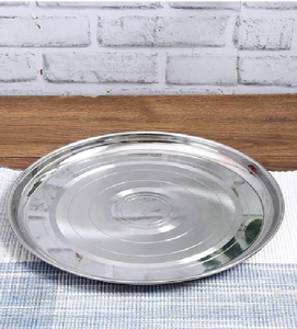 Plato de Servir Redondo de Acero Inoxidable Pulido, Plateado, para Mesa de Comedor, a Bajo Precio - Product Image 3