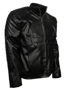 เสื้อแจ็คเก็ตหนังสตรีทแวร์กันลมรักษ์โลก Skull the Punisher Thomas Jane - Product Image 4