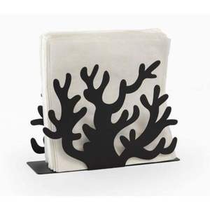 Porte-serviettes moderne en métal noir Arbre de Vie avec base en bois, distributeur vertical de mouchoirs en papier pour table de cuisine et restaurant - Product Image 2