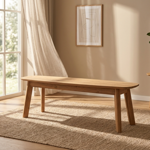 Mizuki Modern Scandinavian Minimalist Wooden <b>Bench</b> Crafted From Solid Natural Wood Durable Easy Clean for Dining Home Furniture - Product Image 3
