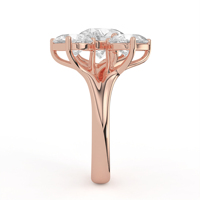 Anillo de Diamantes con Corte de Pera Asimétrico, Oro Amarillo, Diseño de Racimo con Múltiples Piedras, Anillo Moderno de Banda Dividida, Joyería Fina, Anillo de Compromiso