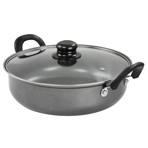 Round Aluminum Frying Pan With Glass Lid Ceramic Non-Stick Coating Plastic Handles Hand Wash Only <b>For</b> Gas And <b>Induction</b> Cooker - Product Image 3