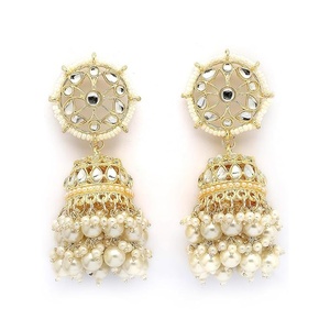 Pendientes de Araña Chapados en Oro con Aleación, Perlas de Imitación, Borlas, Forma de Flor Vintage, Cristales de Imitación, para Mujer, Boda - Product Image 1