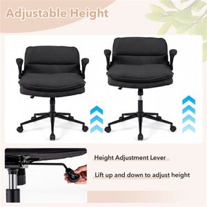 Sedia da Ufficio Criss Cross con Altezza Regolabile, in Ecopelle Grigia, Braccioli Ribaltabili e Funzione Dondolo - Product Image 4