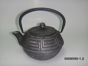 Tetera de hierro fundido 1200, tetera tradicional china de hierro fundido con patrón geométrico, tetera duradera para beber té - Product Image 1