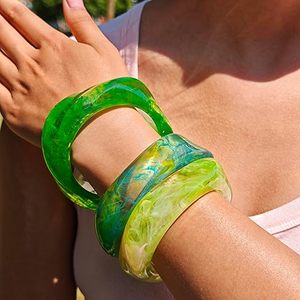 Acrylic Bracelets for Women <b>Large</b> <b>Square</b> Chunky Acrylic Resin Bangle Bracelets <b>Set</b> Jewelry - Product Image 1