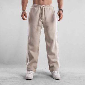 Pantalones de chándal holgados de gran tamaño personalizados para hombre al por mayor, pantalones de chándal de felpa francesa de pierna ancha para gimnasio con pantalones de pierna recta acampanados a rayas 2026 - Product Image 2