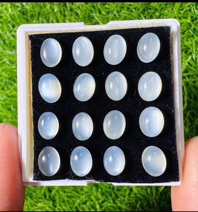 Natural White Moonstone Oval Cabochon Loose Gemstones For Jewelry Making Rings Pendants Earrings High Quality - Product Image 1