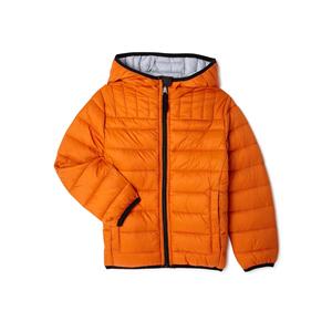 Chaqueta Acolchada con Capucha Naranja, Cierre de Cremallera, Cortavientos, Ligera, Abrigo de Invierno Unisex, Color Sólido Informal, Corte Regular - Product Image 1
