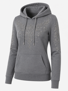 Sudadera con Capucha para Mujer, Adornada con Pedrería, Suave, Informal, de Manga Larga, para Comodidad Diaria - Product Image 4