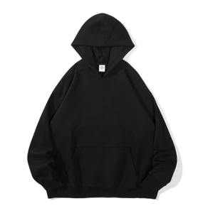 Sudadera con Capucha Negra para Hombre 2026 – Algodón Grueso French Terry, Corte Holgado, Transpirable, OEM - Product Image 1