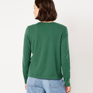 Nuevo Diseño, Mangas Largas, Corte Regular, Ajuste Delgado, Estilo Vintage, Personalizado, Liso, Ropa de Moda, Transpirable, 100% Algodón, Camiseta de Manga Larga para Mujer - Product Image 4