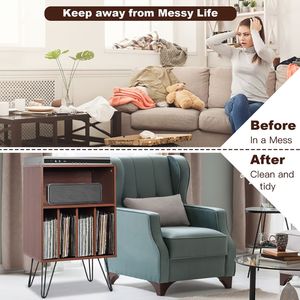 ขาตั้งเครื่องเล่นแผ่นเสียงแบบตั้งพื้นพร้อมตู้เก็บแผ่นเสียง เฟอร์นิเจอร์ห้องนั่งเล่นที่สวยงาม - Product Image 4