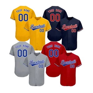 Atacado Barato Em Branco Plain Baseball Jerseys Custom made Respirável Baseball jersey Camisas de beisebol dos homens para venda