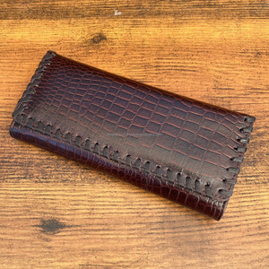 Cartera larga de cuero genuino con diseño de cocodrilo personalizado para mujer, Cartera de mano de cuero de vaca de alta calidad, precio al por mayor - Product Image 4