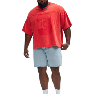 <b>Vintage</b> Washed Oversized T Shirt Men Heavyweight Cotton Number Graphic Drop Shoulder Boxy Streetwear <b>Tee</b> - Product Image 4