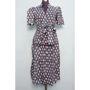 Robe décontractée en coton doux de qualité supérieure pour femme, longueur midi, design occidental, écologique, idéale pour l'été - Product Image 1