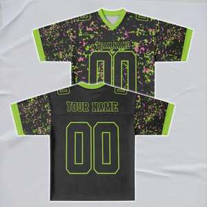 Maillot de football américain personnalisé noir, vert fluo, rose uni, nom et numéro personnalisés, col en V, sans manches, unisexe, 100% polyester - Product Image 3
