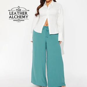 Pantalones anchos ligeros para mujer, pantalones informales holgados de cintura alta, transpirables, cómodos, elegantes, para uso diario - Product Image 1