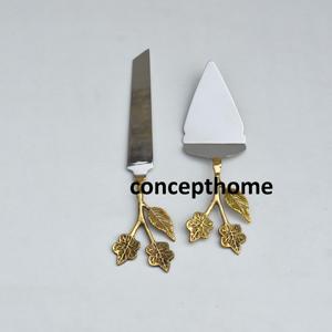 Juego de utensilios para servir pasteles personalizados, redondos, de acero inoxidable, ecológicos, hechos a mano, soporte para pasteles, cuchillo para plato de flores, etiquetado privado - Product Image 6