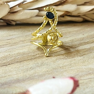 Hot Design Boho <b>Snake</b> Black Onyx <b>Ring</b> Boho Brass Jewelry for Women 18k Gold Plated <b>Snake</b> Floral <b>Ring</b> for Wholesale/OEM/ODM - Product Image 1