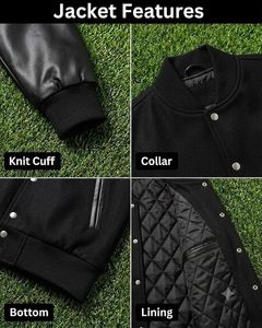 Blouson Bomber Universitaire d'Hiver Personnalisé de Haute Qualité, Imprimé en Sérigraphie OEM, Manches en Laine, Col Montant, Logo Imperméable sur le Devant, Unisexe - Product Image 5