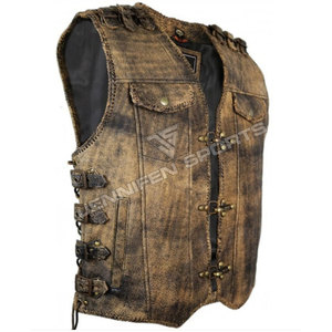 New Wholesale Price Top Quality Super Rider Waistcoat Genuine Antique Leather Motorcycle <b>Vest</b> Biker Leather <b>Vest</b> For Men - Product Image 2