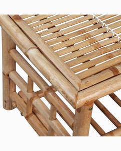 Bamboo Coffee <b>Table</b> Natural Slatted Design <b>With</b> Storage Shelf Tropical Modern Living Room Wholesale - Product Image 5
