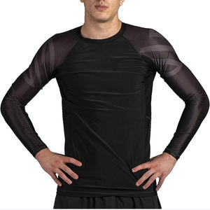 Maillot de compression Rash Guard unisexe à séchage rapide, respirant, haute élasticité, en polyester et élasthanne, design personnalisé pour BJJ Jiu Jitsu MMA - Product Image 1