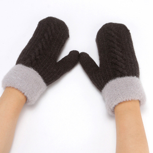 Mitaines tricotées d'hiver avec revers moelleux en coton/spandex pour femme – Chauffe-mains décontractés pour l'extérieur, longueur poignet, séchage rapide - Product Image 1