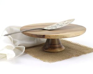 Soporte redondo de madera para decoración de panadería moderna, soporte de lujo para pasteles, soporte elegante para presentación de postres, soporte artesanal de madera para tartas - Product Image 1