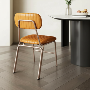 Chaise de salle à manger contemporaine en similicuir avec siège rembourré et structure métallique pour restaurants, hôtels et cafés - Product Image 5