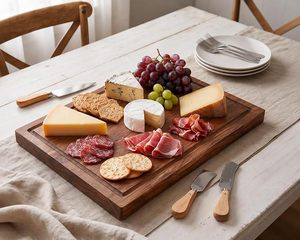 Planche à découper en bois artisanale pour la cuisine, robuste, pour couper, servir et préparer les aliments, planche à découper en bois naturel rustique - Product Image 6