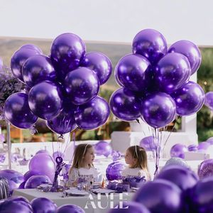 AULE 50 Globos Metálicos de 12 Pulgadas, Color Morado Oscuro, Cromados, de Látex Brillante para Fiestas, Cumpleaños, Graduaciones - Product Image 3