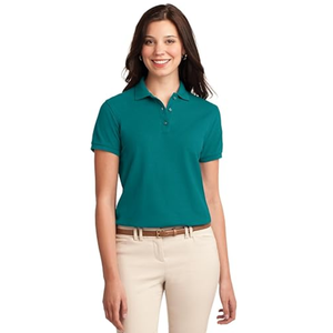 Polo pour femme en coton mélangé doux, bleu cyan, respirant, séchage rapide, décontracté et actif - Product Image 1
