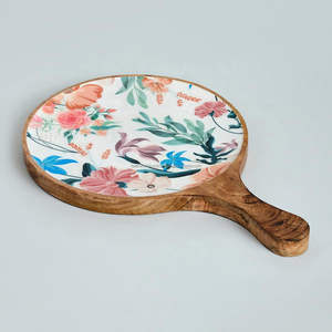 Beau plateau de service en bois imprimé de concepteur en gros en vrac plateaux à thé rectangulaires en bois de manguier à prix compétitif par FWE - Product Image 1