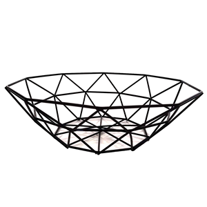 Panier à pain rond en fil de fer noir de petite taille pour la cuisine, idéal pour les restaurants - Product Image 1