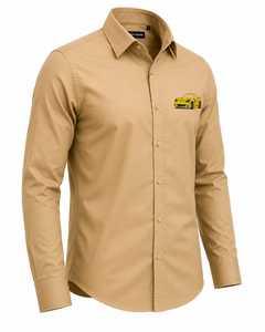 Chemise décontractée à manches longues en coton kaki de qualité supérieure pour homme, chemise boutonnée kaki pour homme avec broderie personnalisée - Product Image 3
