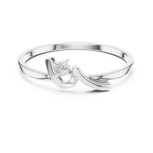 Bague de fiançailles solitaire en argent 14K avec pierre centrale CZ Bagues de diamant élégantes - Product Image 3